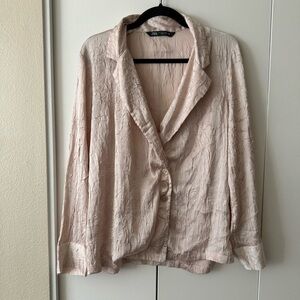 Zara Women's Textured beige blazer Blouse